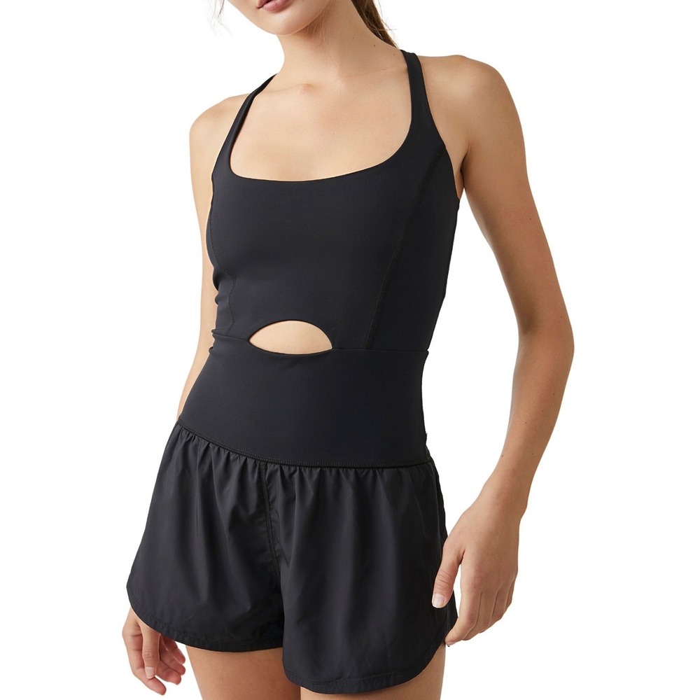 FP Movement Righteous Runsie Black Active Romper Womens Medium OB1436814